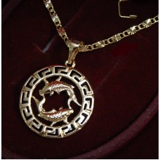 Apzeltits kulons  Zodiaka zīme  ( 2,5 cmX 3cm ) ar ķēdīti 3mm x 50cm